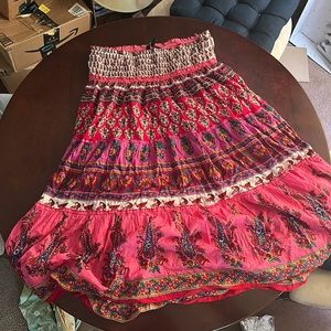 Long patterned skirt with built in slip